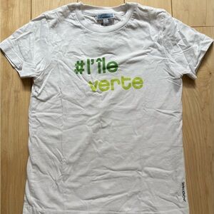 Jacadi white T-Shirt with French #green island design